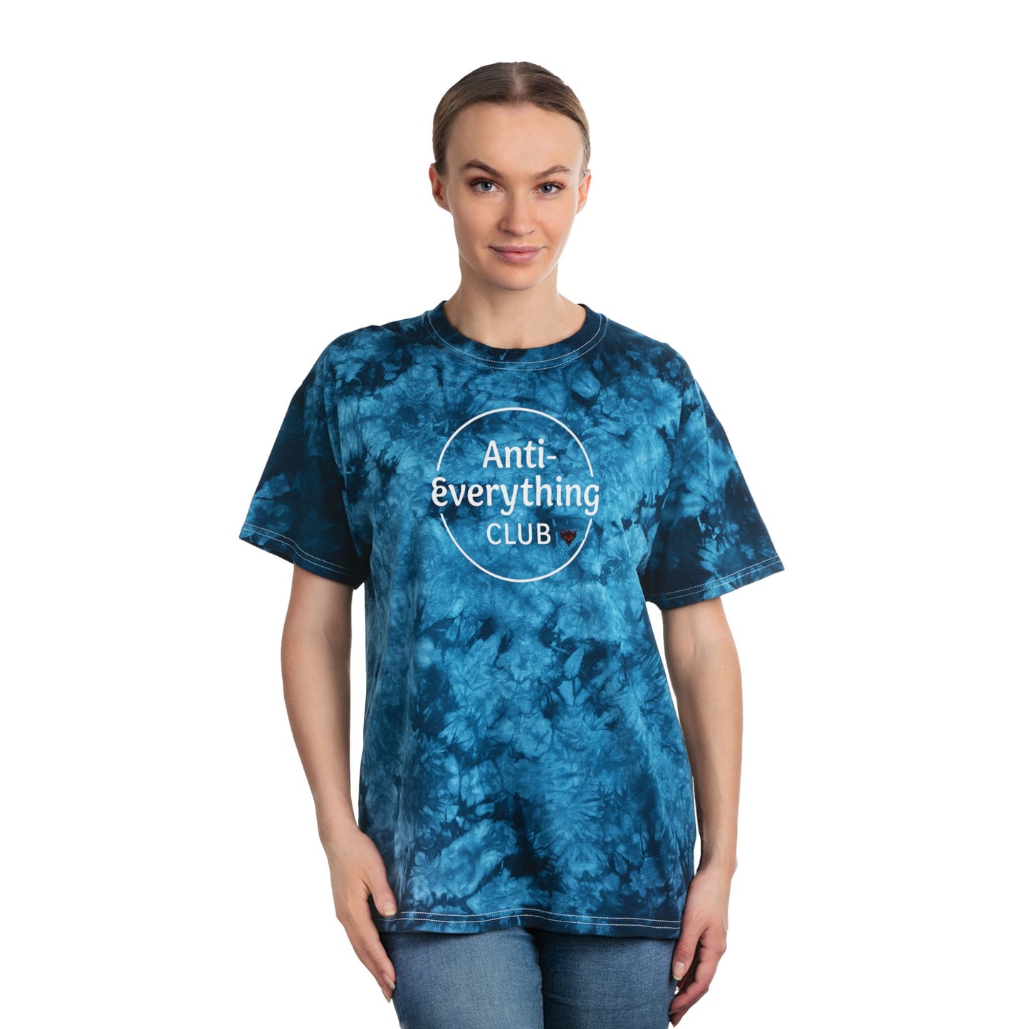 Chic Tie-Dye Tee, "Anti-Everything Club Shirt", Casual Summer Fashion, Boho Style Gift, Festival Wear, Unique Statement Tee