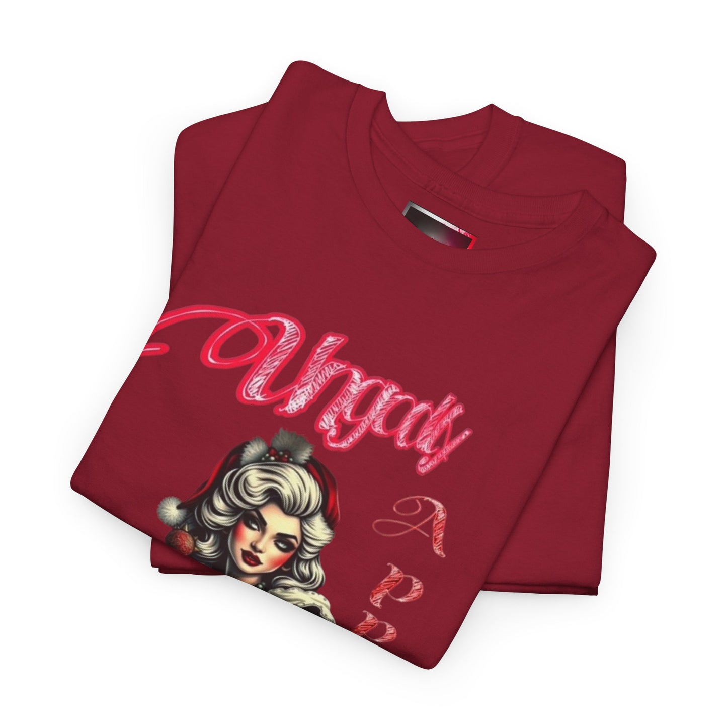 Vintage Pin-Up 'Ms Claus' Tee — Retro Rockabilly Cotton T-Shirt