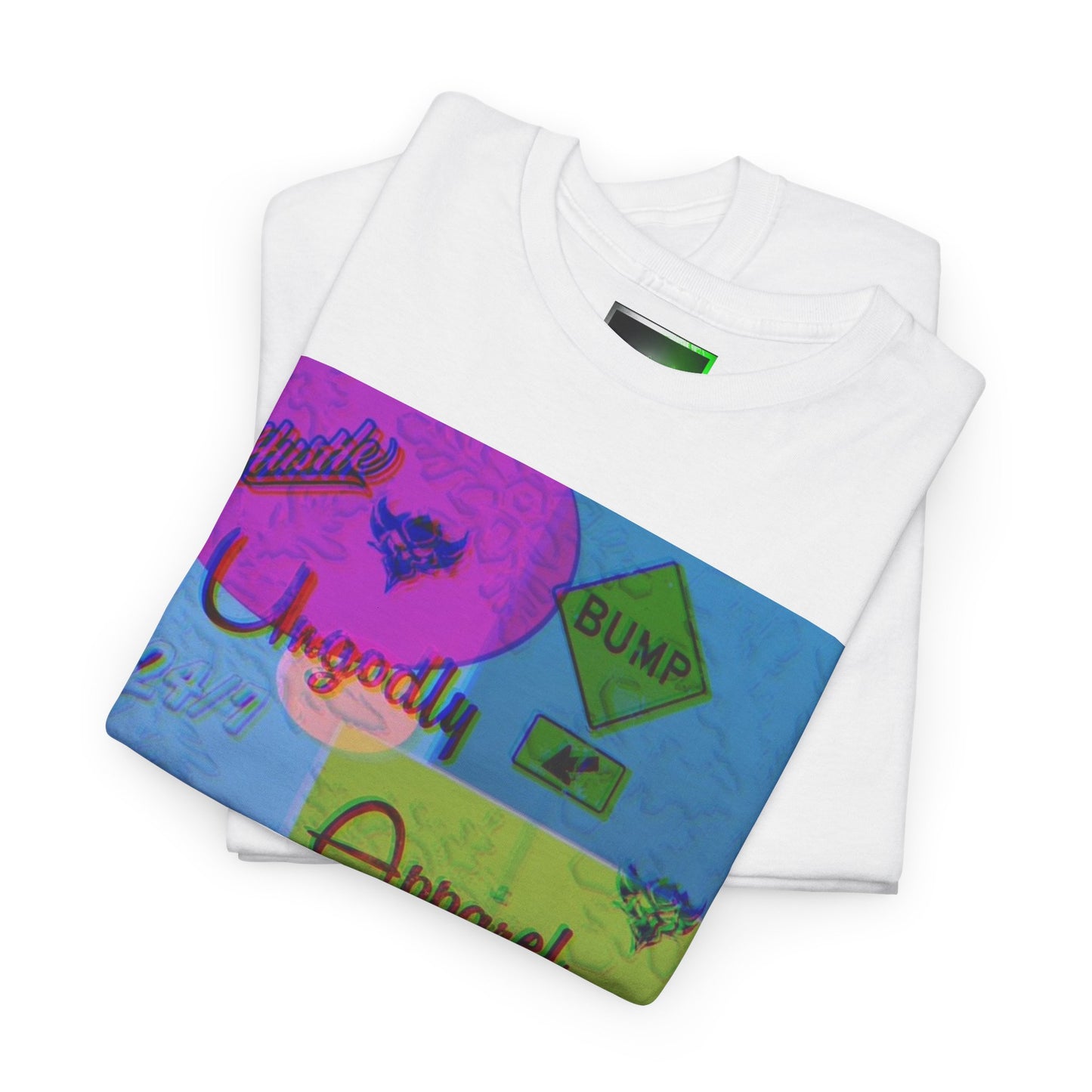 Abstract Pop-Art Graphic Tee — 'Apparel' Color Block Design
