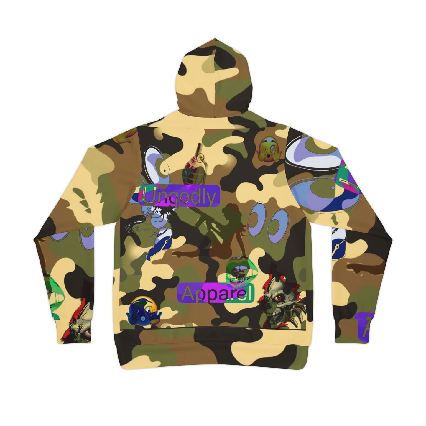 Camo Graphic Unisex Hoodie — Bold All-Over Print with 'Apparel' Accent