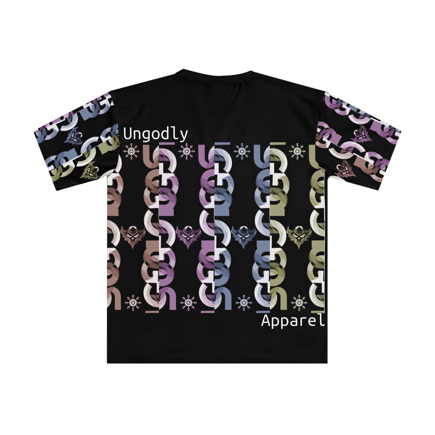 Chain Pattern Graphic Tee — 'Ungodly Apparel' Black Loose-Fit T-Shirt