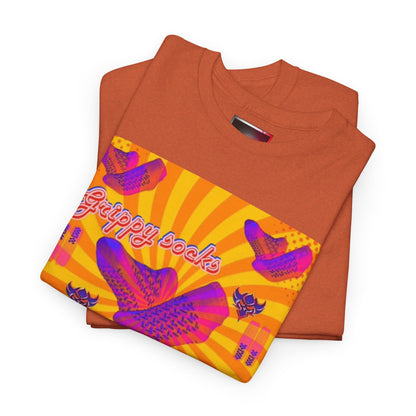 Graphic Tee — "Grippy Socks Grippy Box" Retro Heart Pop Art T-Shirt