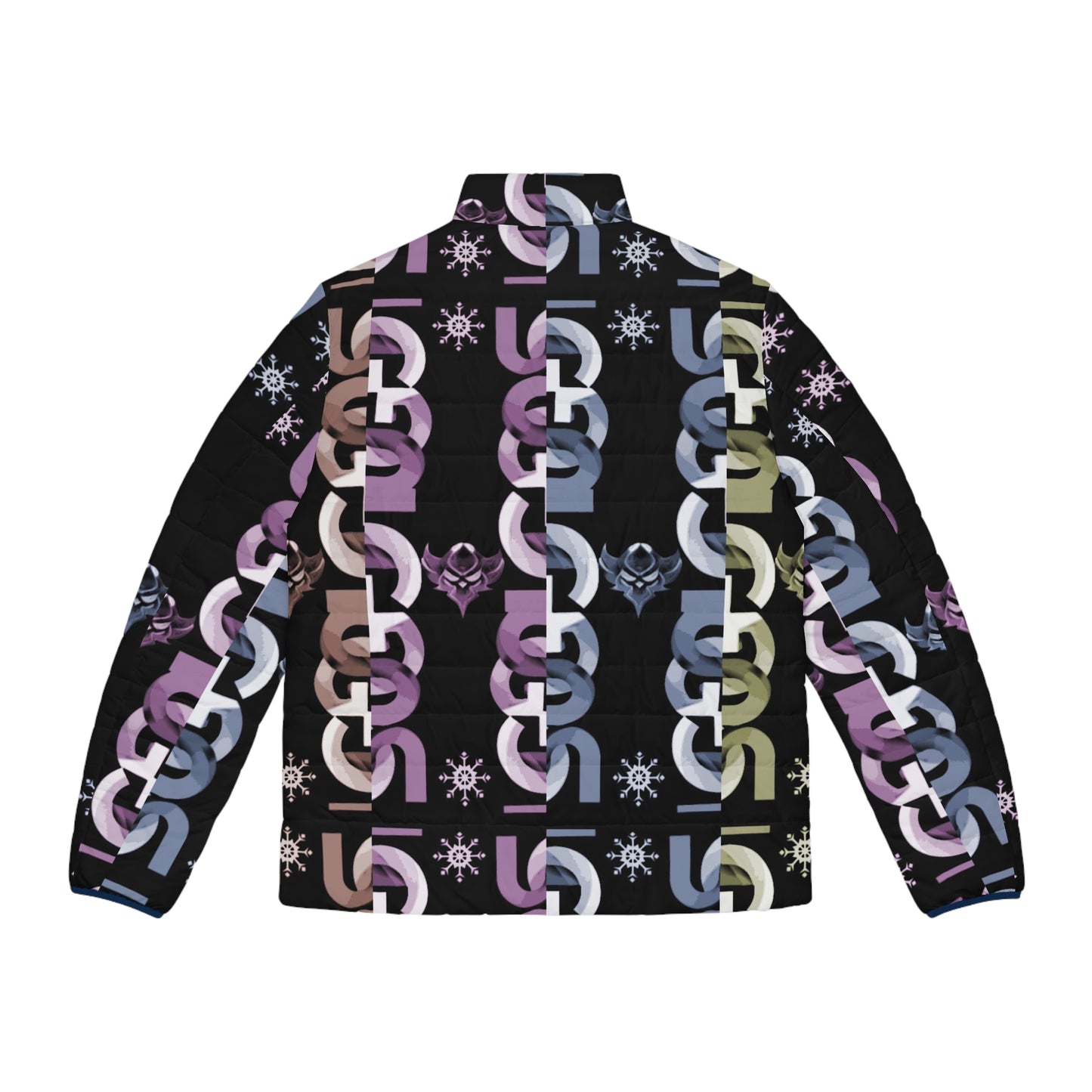 Men's Puffer Jacket — Pastel Ungodly Chain Pattern Quilted Coat