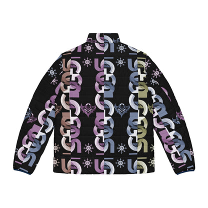 Men's Puffer Jacket — Pastel Ungodly Chain Pattern Quilted Coat