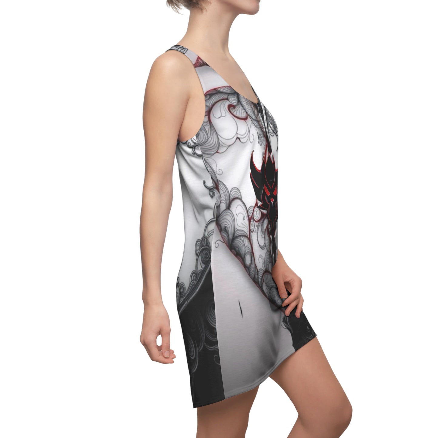 "You Promised Me Forever, But Left in a Moment" Elegant Black & Red Design Women's Racerback Dress - Perfect for Parties & Celebrations