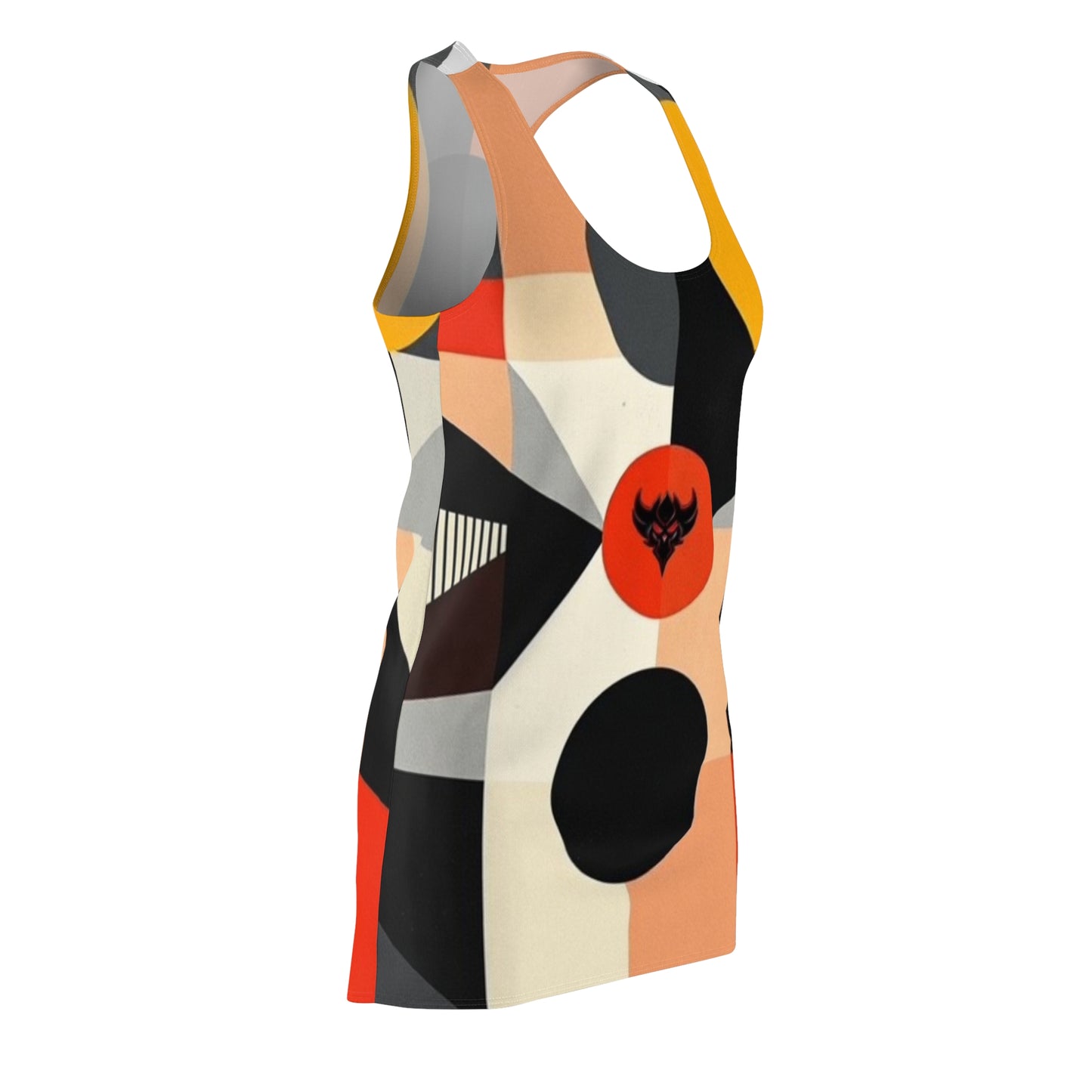 Abstract Geometric Racerback Dress — Retro Circles Print