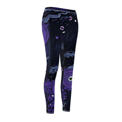 Cosmic Vibes Women's Casual Leggings - Unique Purple Galaxy Design