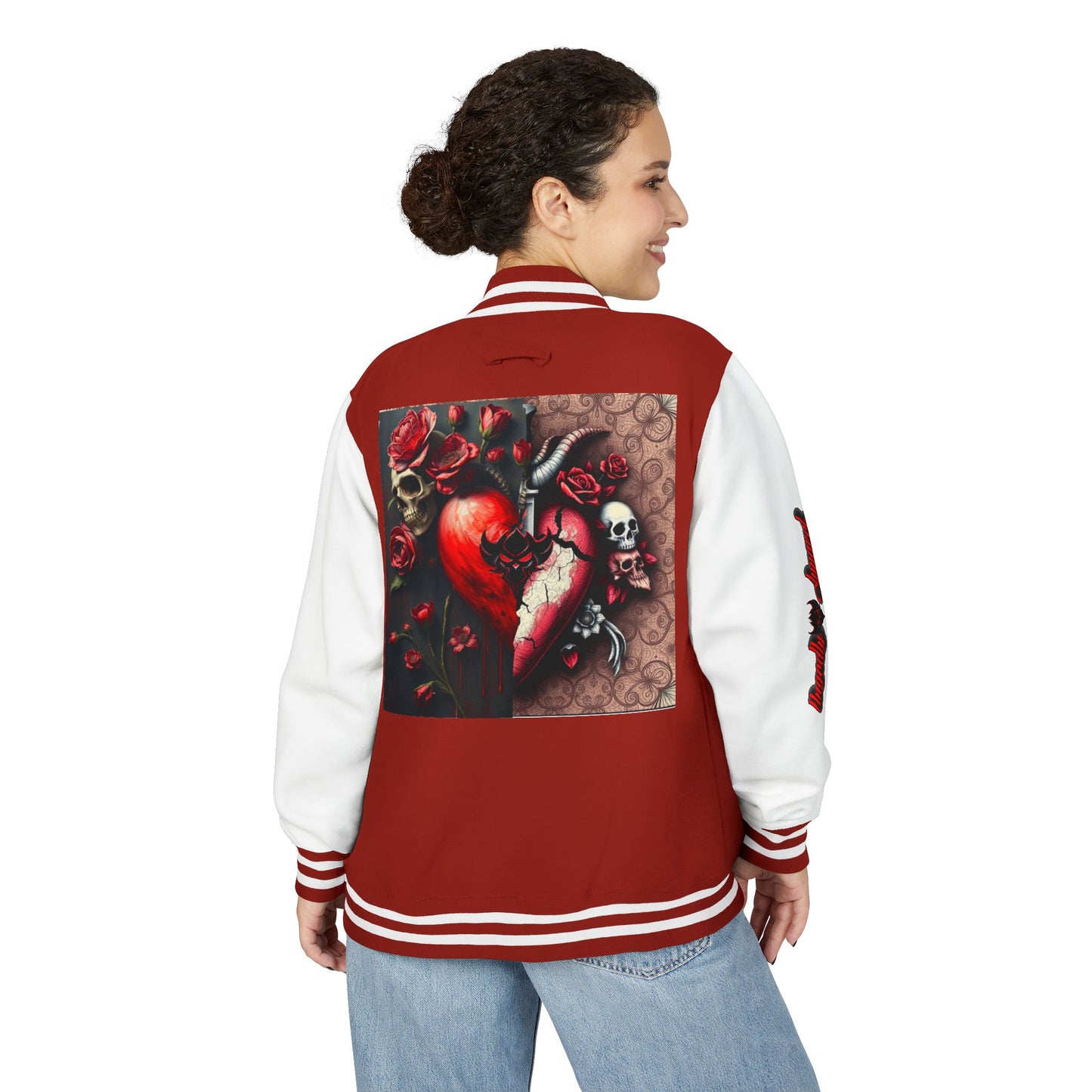 Ungodly Letterman Jacket — Gothic Broken Heart Rose Varsity Jacket