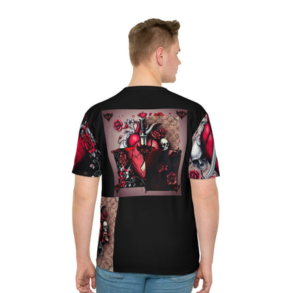 "Tangled Hearts" Men's Loose Skull & Rose T-Shirt – Edgy Floral Graphic Tee for Casual Style