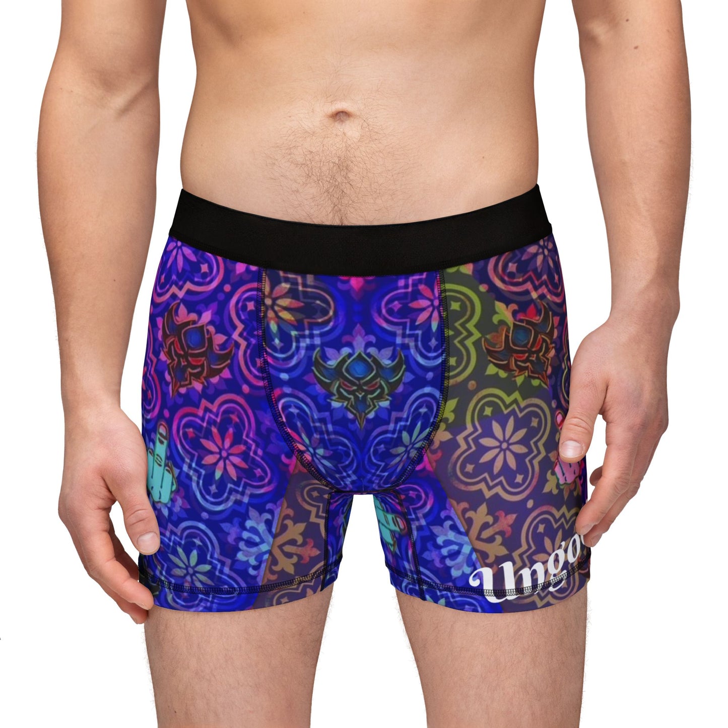 Men's Ungodly Apparel's Patterned Boxer Briefs — Vibrant Mosaic Floral Print