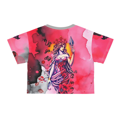 Aphrodite Crop Tee — Pink Watercolor Goddess Astrology Top