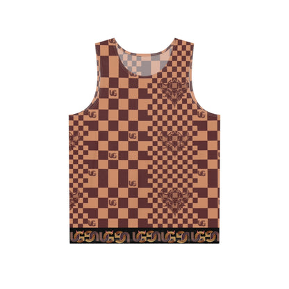 Brown UG Checkerboard Pattern Men's Tank Top