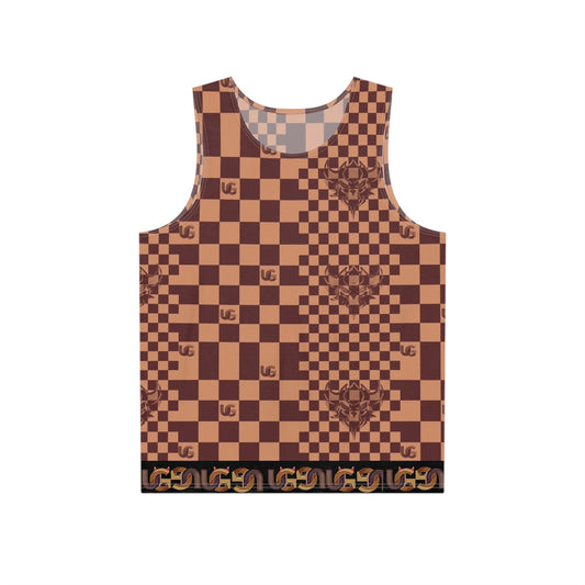 Brown UG Checkerboard Pattern Men's Tank Top