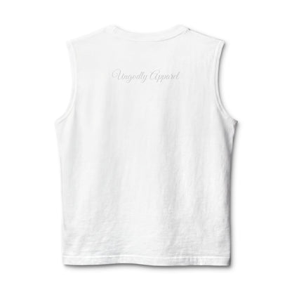 UG Checkerboard Pattern Muscle Tank — Retro Blue Holographic Logo
