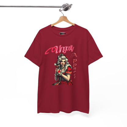 Vintage Pin-Up 'Ms Claus' Tee — Retro Rockabilly Cotton T-Shirt