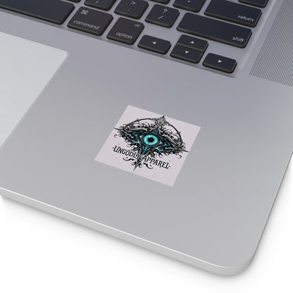 Square Sticker — Gothic Blue Eye Logo (Ungodly Apparel)