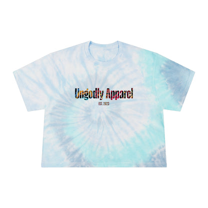 Tie-Dye Crop Tee — "Ungodly Apparel" Graphic Women's Top