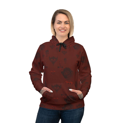 Ungodly Red Skull Pattern Hoodie – All-Over Print Unisex Athletic Pullover