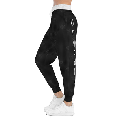 Ungodly Apparel Black Athletic Joggers — Subtle Gothic All-Over Print