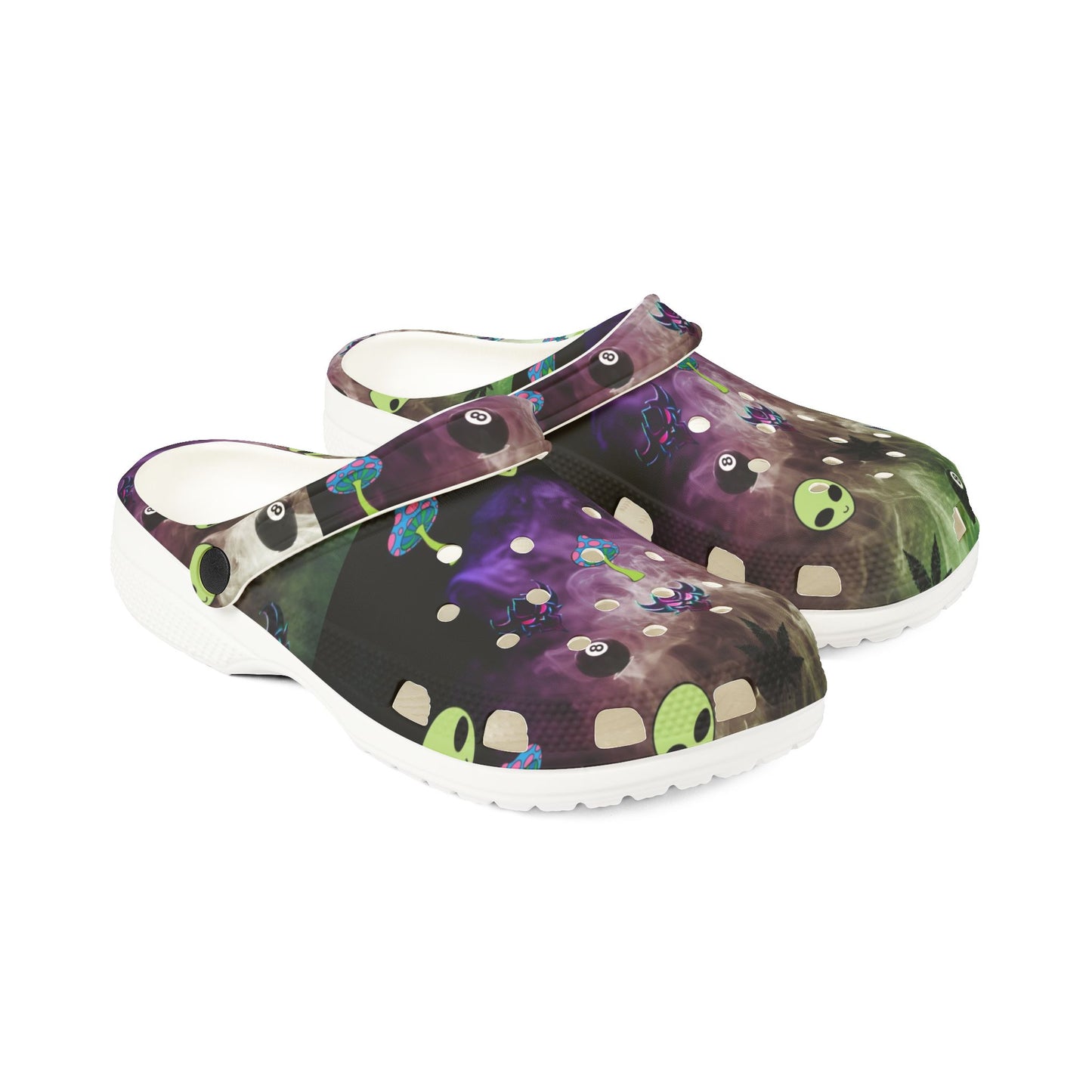 Alien Galaxy Foam Clogs — UFO & Green Alien Print EVA Shoes