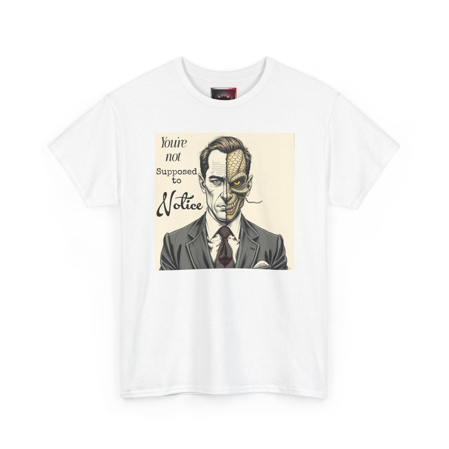 Vintage Noir Reptilian Portrait Tee — “You’re Not Supposed to Notice” Graphic T‑Shirt