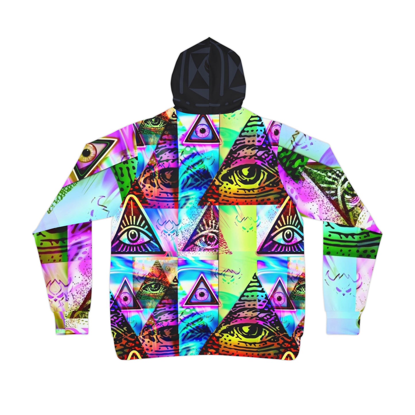 All-Over Print Illuminati Eye Hoodie — Psychedelic Neon Graphic Athletic Hoodie