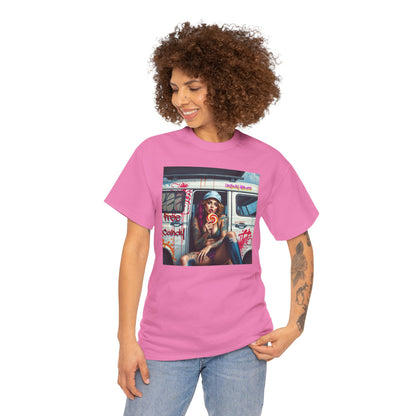 "Free Candy" Street Art Unisex Heavy Cotton Tee, Casual Graphic Shirt, Vintage Style Tee, Unique Gift, Urban Wear, Art Lover Apparel