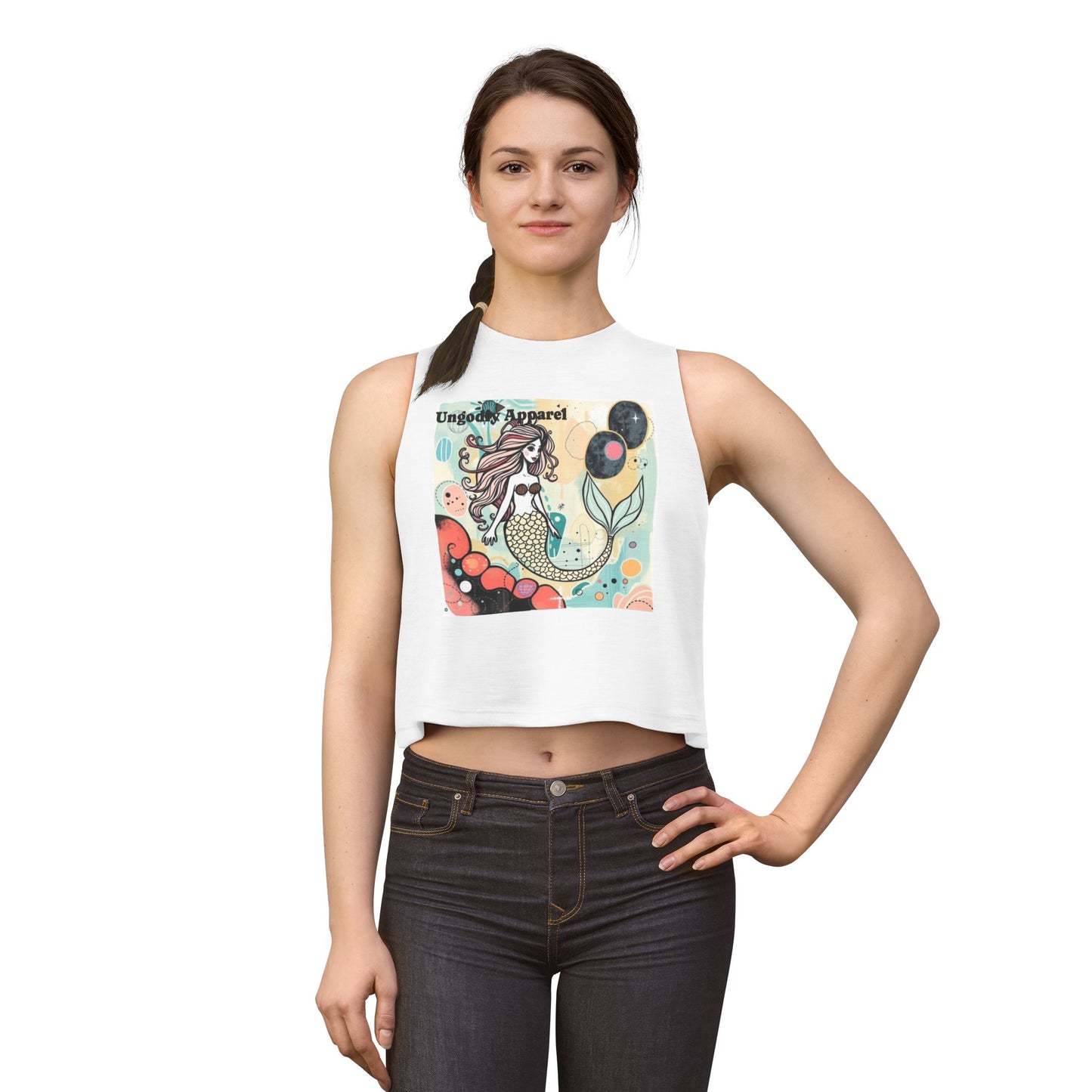 Mermaid Graphic Crop Top — Cute Whimsical Sea Girl Tank for Summer