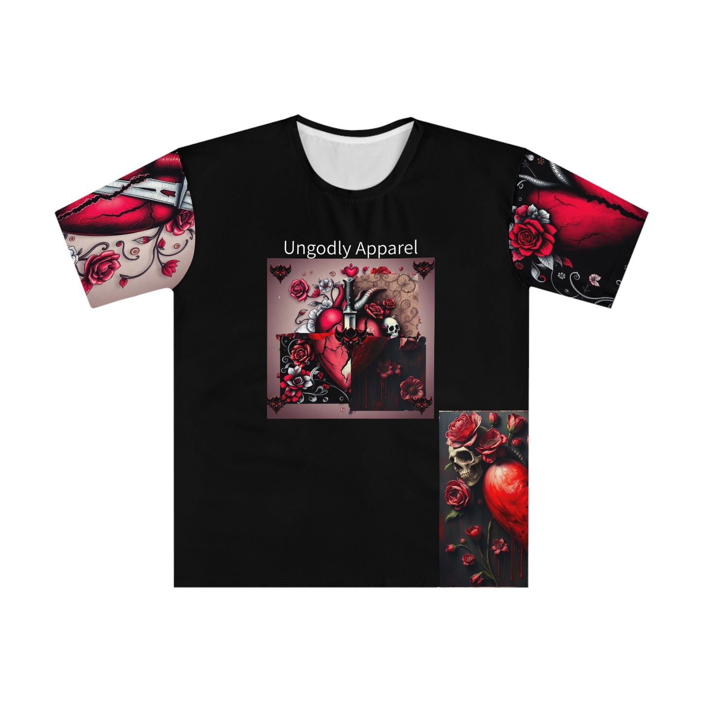 "Tangled Hearts" Men's Loose Skull & Rose T-Shirt – Edgy Floral Graphic Tee for Casual Style