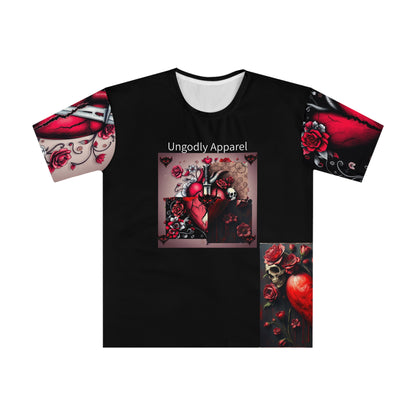 "Tangled Hearts" Men's Loose Skull & Rose T-Shirt – Edgy Floral Graphic Tee for Casual Style