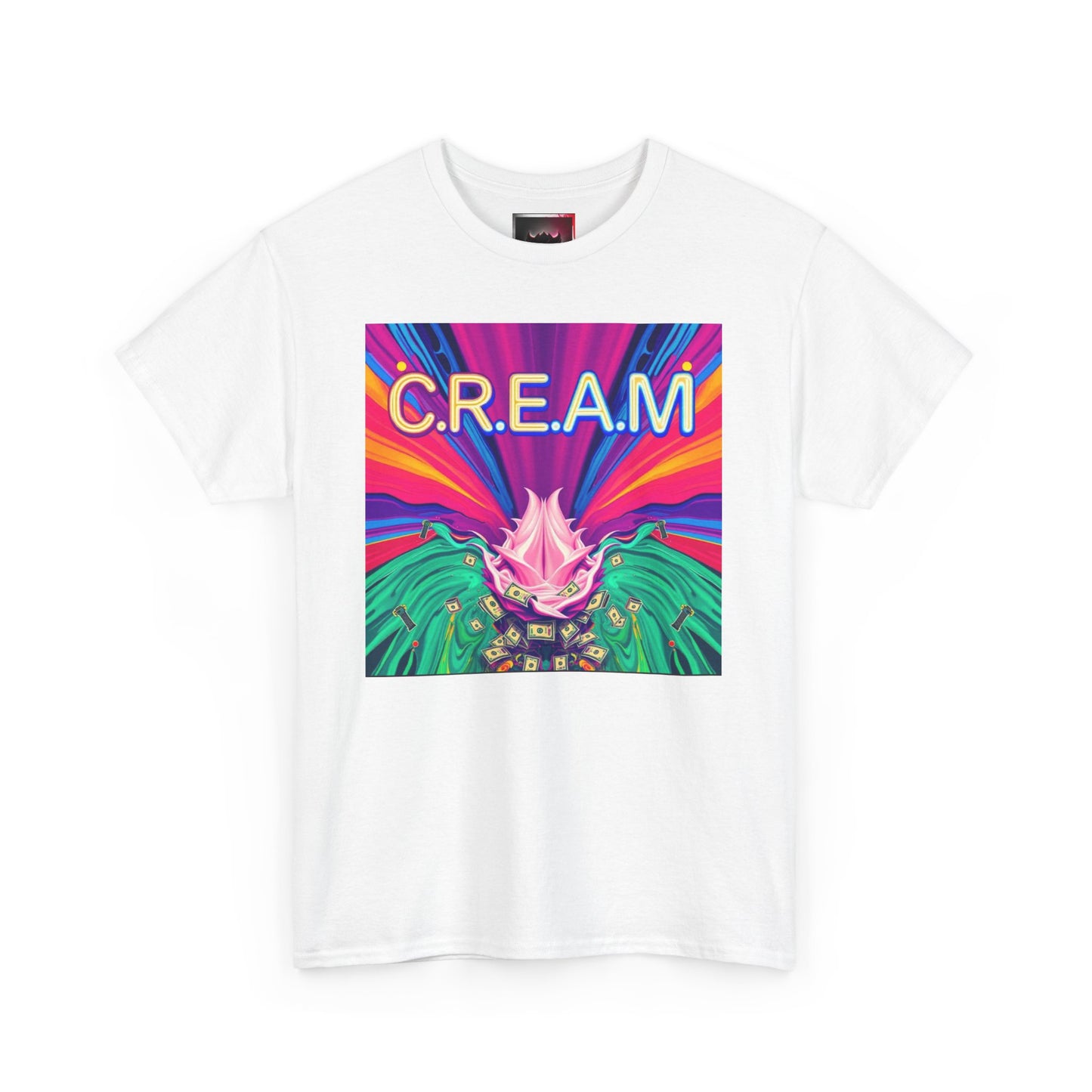 C.R.E.A.M. Unisex Heavy Cotton Tee, Colorful Graphic Shirt, Casual Wear, Music Festival Tee, Gift for Art Lovers