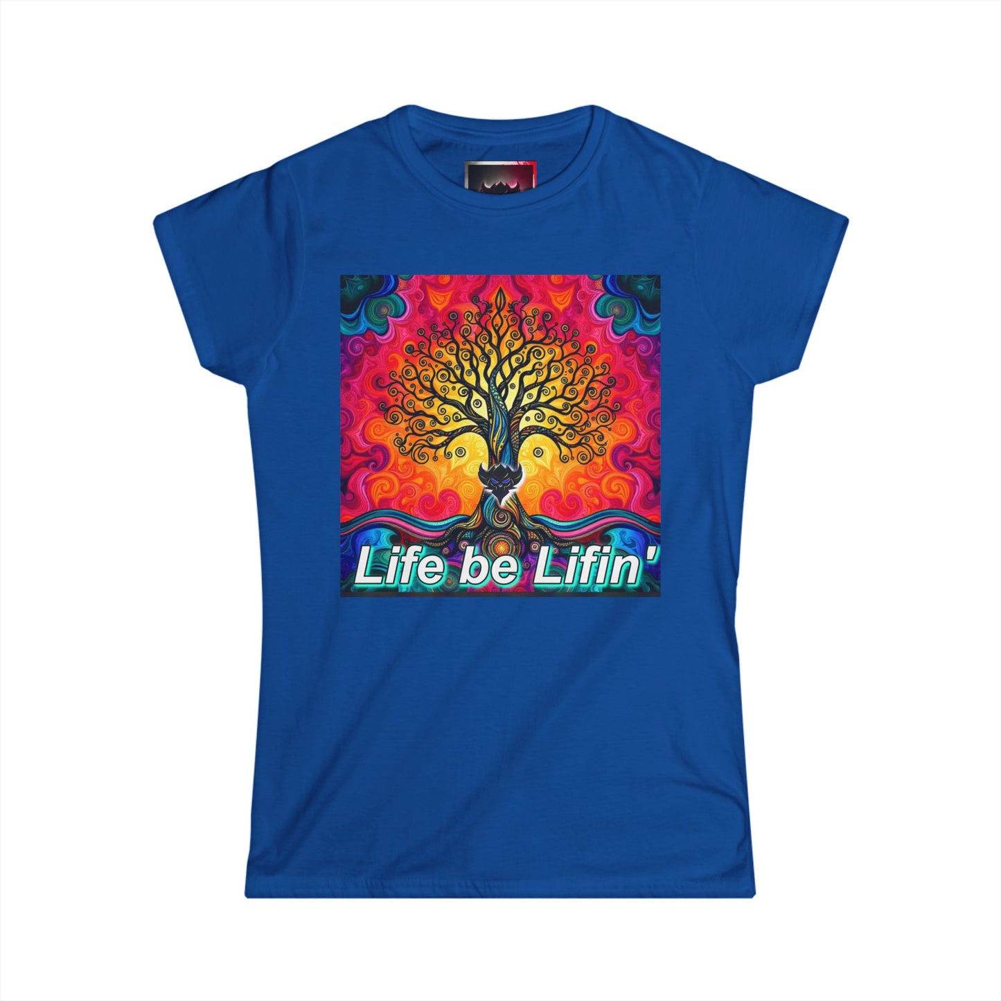 "Life be Liftin" Women's Softstyle Tee - Vibrant Tree Design for Positive Vibes