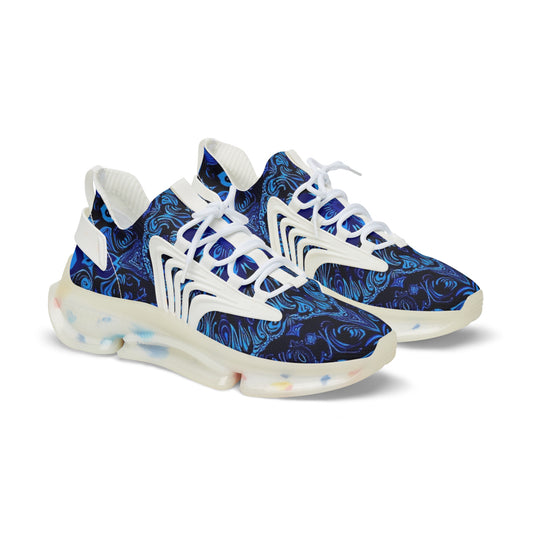 Men's Blue Marble Mesh Sneakers — Lightweight Athletic Casual Shoes