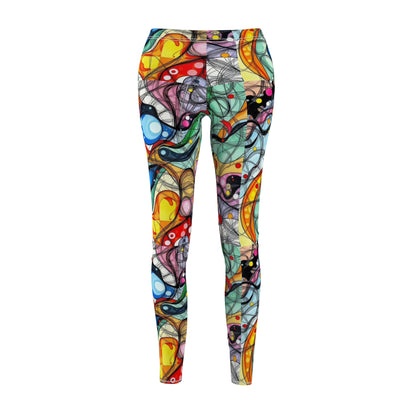 Abstract Colorwave Leggings — Women's Vibrant All-Over Print Yoga/Workout Leggings