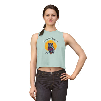 Owl Moon Crop Top — Vintage Night Owl Graphic Women's Crop Tank