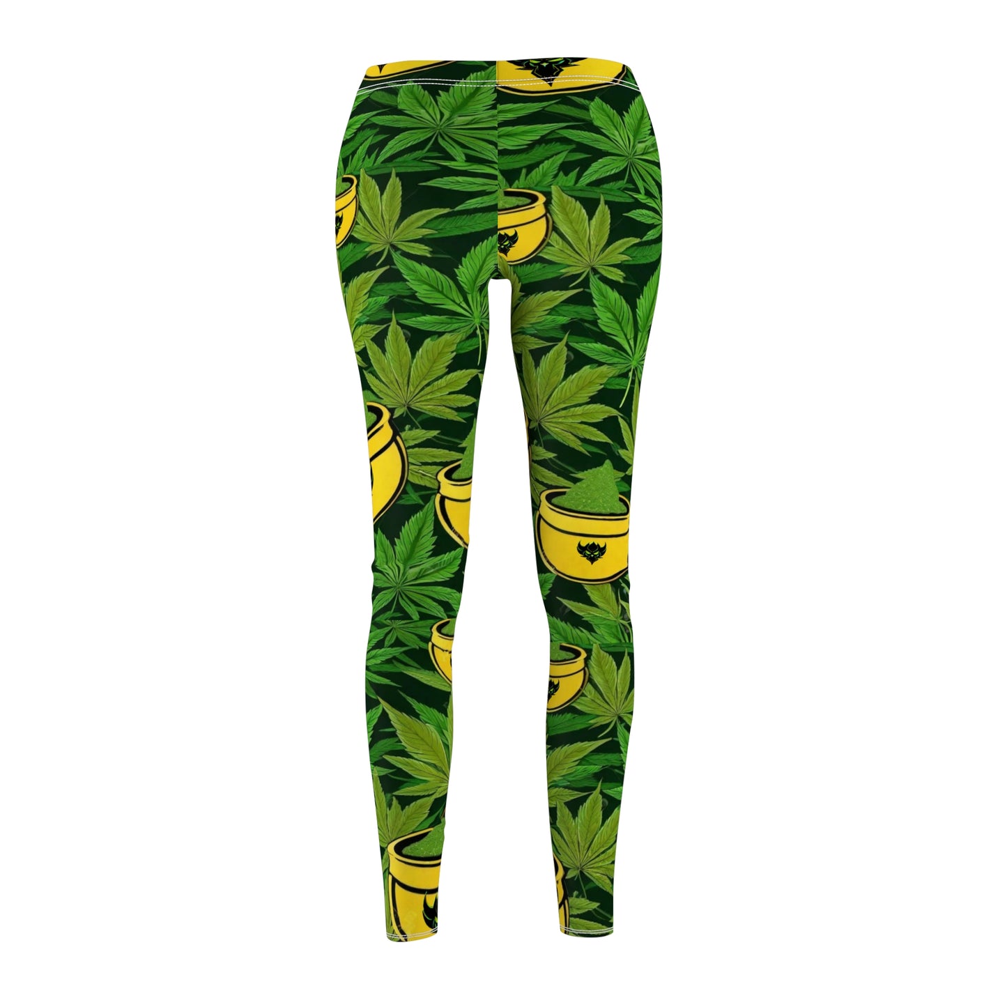 "Lucky's Pot of Pot" Tropical Cannabis Print Leggings - Fun & Trendy Exercise Gear for Women
