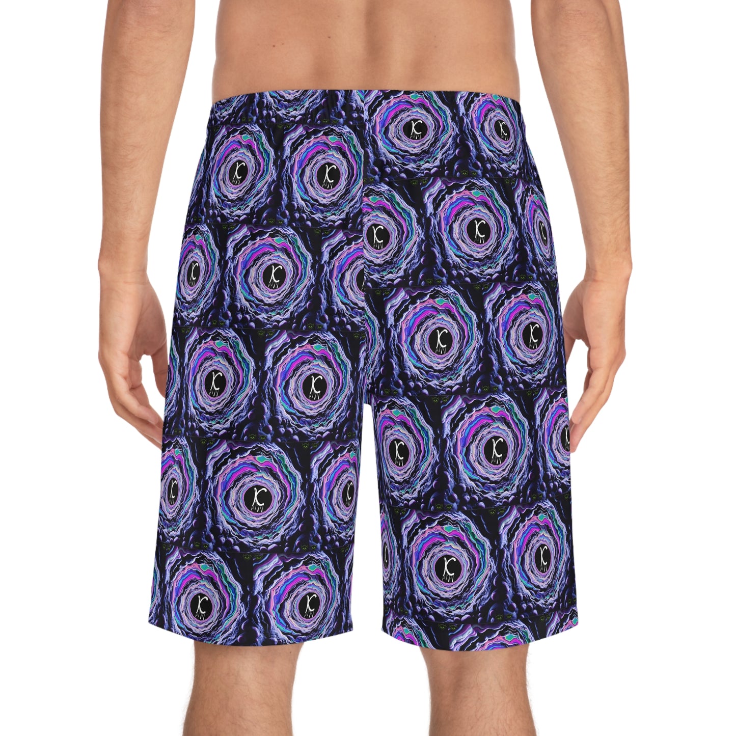 "K-Hole" Men's Board Shorts -Ketamine, Vibrant Swirl Pattern, Beachwear, Swim Trunks, Summer Essentials, Pool Party Attire, Vacation Outfit