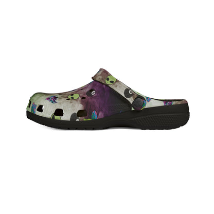 Alien Galaxy Foam Clogs — UFO & Green Alien Print EVA Shoes