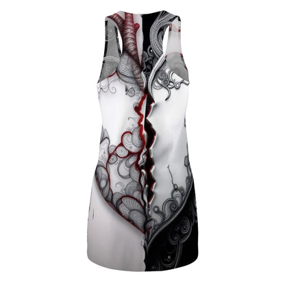 "You Promised Me Forever, But Left in a Moment" Elegant Black & Red Design Women's Racerback Dress - Perfect for Parties & Celebrations