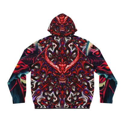 "Chill of Darkness" Men's Full-Zip Horror Art Hoodie - Unique Graphic Design for Fans of Bold Style