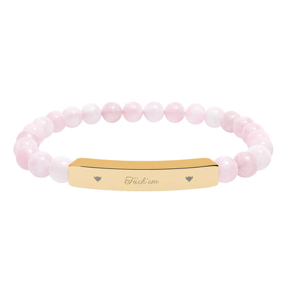 Engravable Natural Stone Stretch Bar Bracelet — Personalized Beaded Bracelet