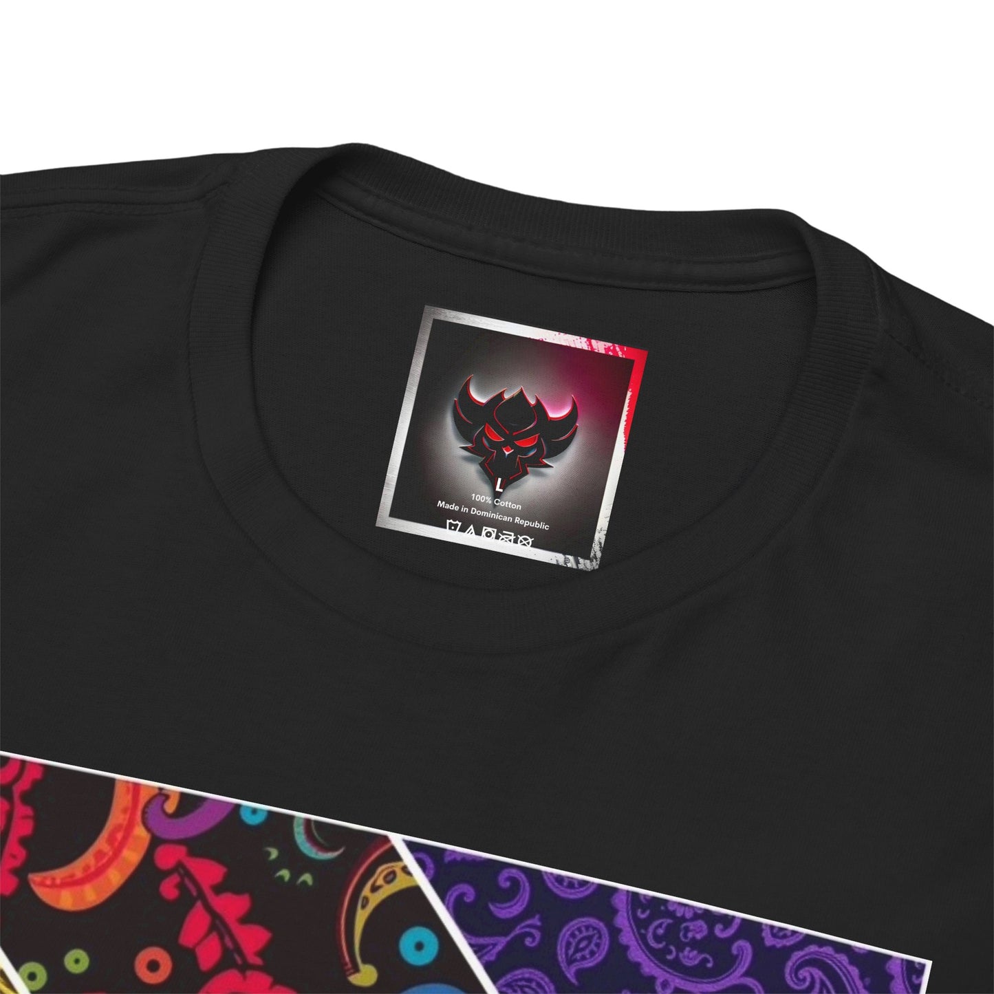 Patchwork Bandana Tee – Psychedelic Bandana Patchwork T-Shirt with Ungodly Apparel Logo
