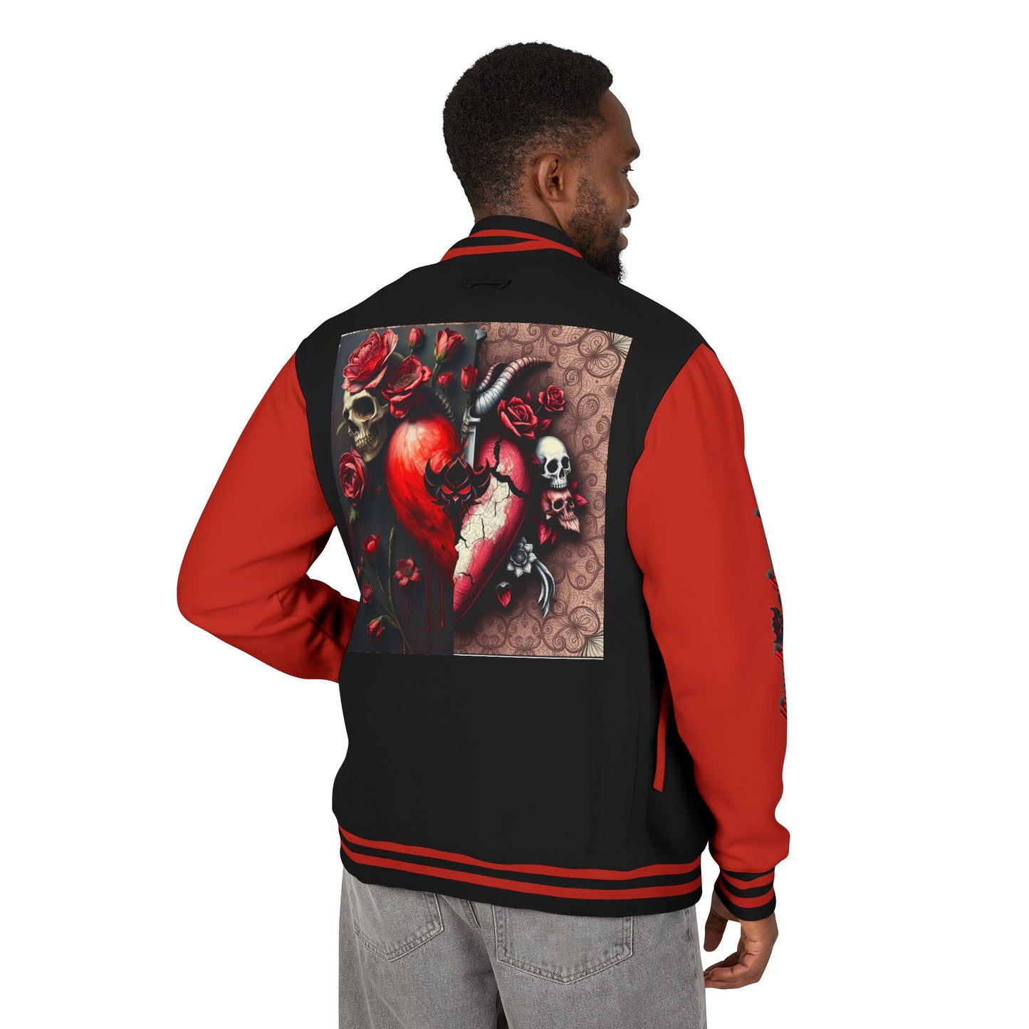 Ungodly Letterman Jacket — Gothic Broken Heart Rose Varsity Jacket