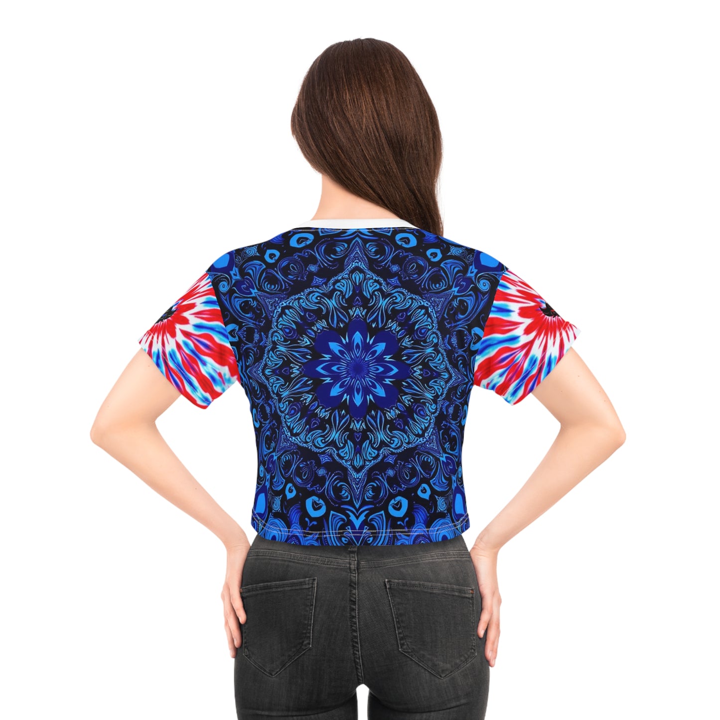 "Ungodly Patriotic" Vibrant Tie-Dye Crop Tee - Bohemian Style Top for Festivals, Summer Events, Casual Wear, Streetwear, Gift