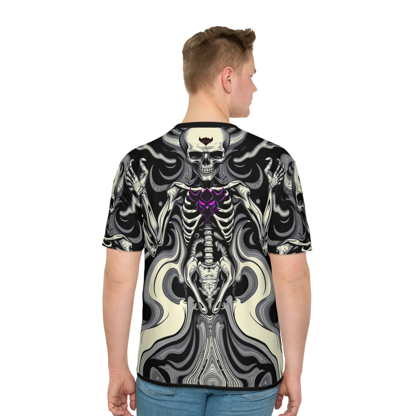 Gothic Skeleton Graphic Tee, Spooky T-Shirt for Halloween, Edgy Casual Wear, Perfect for Festivals, Unique Gift for Men