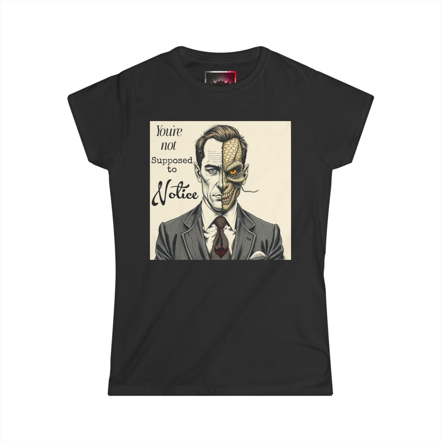 Reptilian Vintage Portrait Tee — "You're Not Supposed to Notice" Graphic Shirt