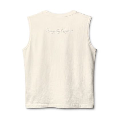 UG Checkerboard Pattern Muscle Tank — Retro Blue Holographic Logo