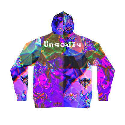 Unisex Athletic Hoodie — Vibrant Abstract Ungodly Apparel Logo Print