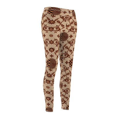 UG Apparel Brown Vintage Folk Floral Pattern Leggings