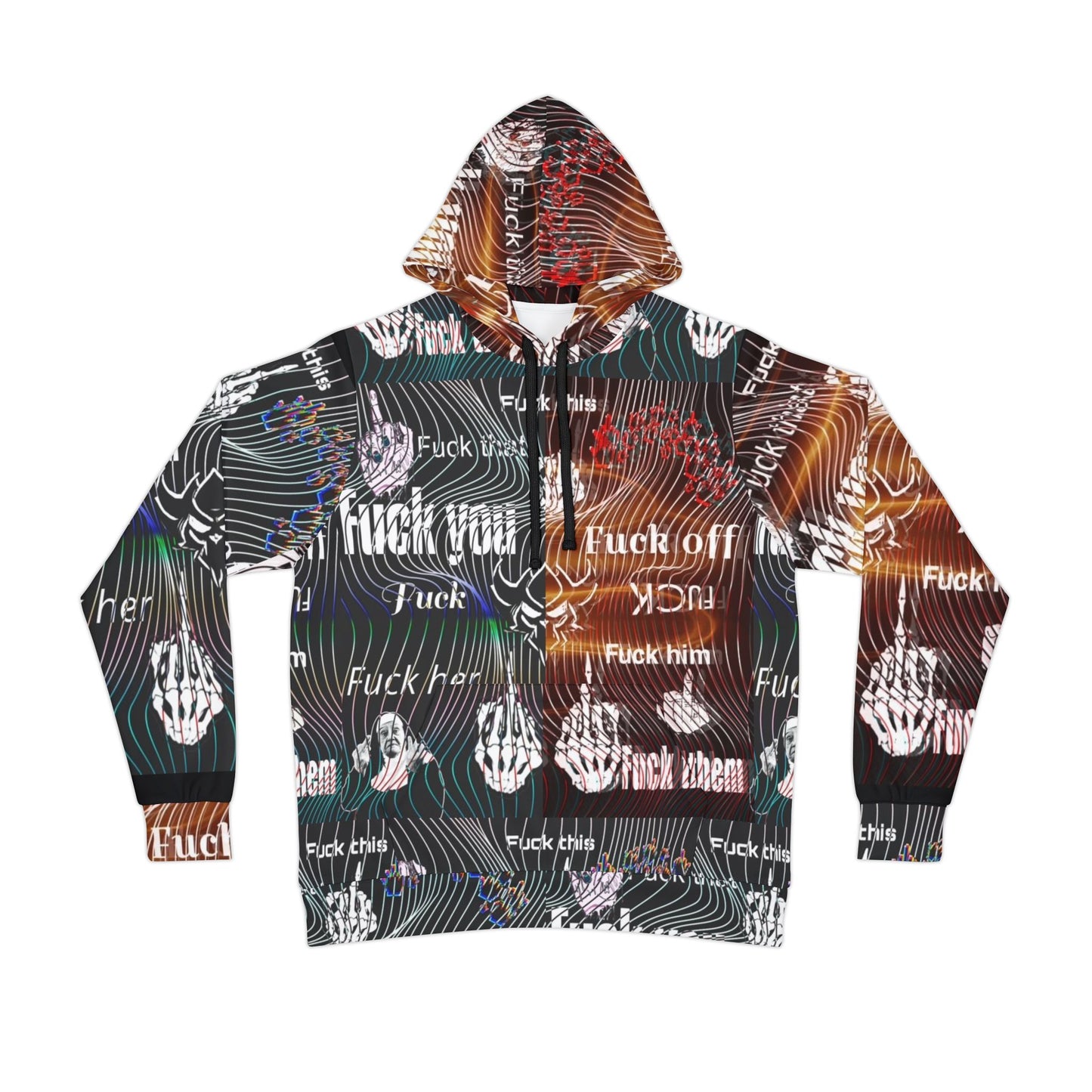 Graphic Hoodie — All-Over 'Fuck Off' Repeated Print